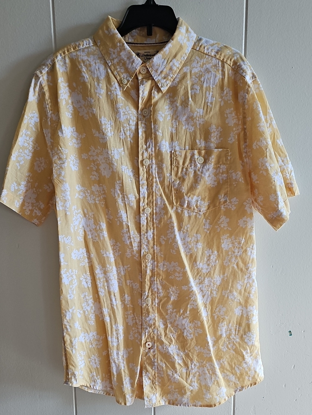 Weatherproof Vintage Yellow Floral Button-Down Short Sleeve Shirt Size S/P/CH